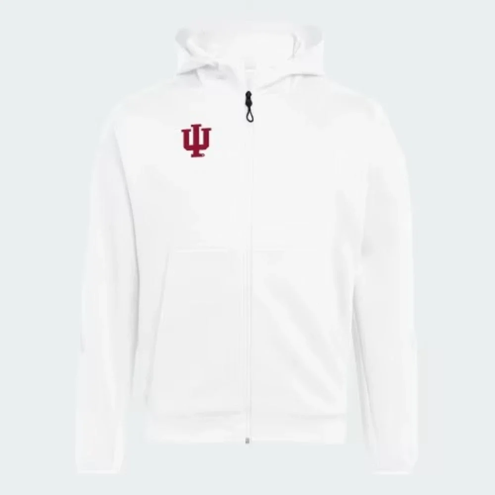 Mens Size XL Adidas Indiana Hoosiers ZNE Hoodie Warmup Full Zip White KR0010
